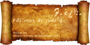 Fürszt Árpád névjegykártya